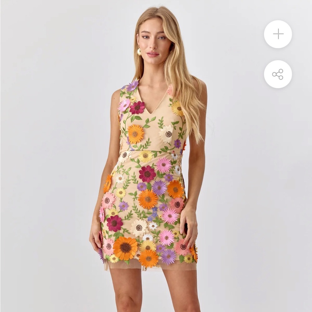 Adelyn Rae Justine 3D Multifloral dress